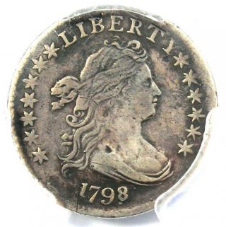 1798/7 Draped Bust Dime 10c 16 Stars - Pcgs Vf Details - Rare Overdate Coin