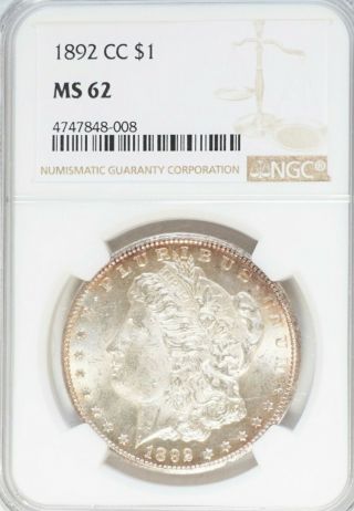 1892 - Cc Morgan Dollar Ngc Ms62 Edge Toning Pj616