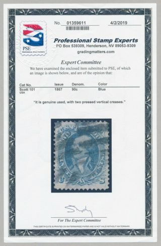 drbobstamps US Scott 101 Scarce Stamp  w/PSE Cert 3