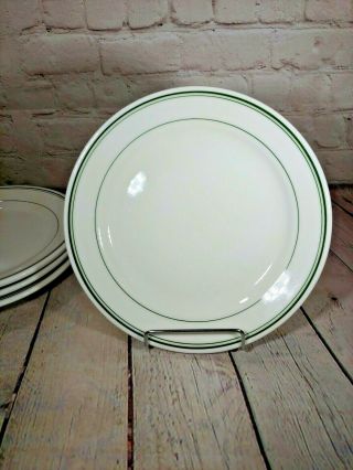 4 Dinner Plates Green Stripe Band Homer Laughlin Best China Restaurant Ware 9 "