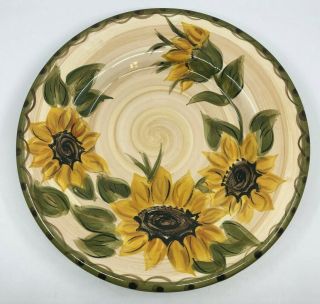 Set Of 3 Whole Home Provencial Garden Dinner Plates Sunflowers 11 1/4 "
