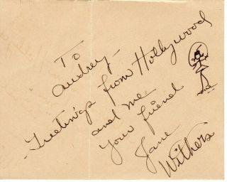 Vintage Jane Withers Signature Autograph Signed Card Letters Combo 1940 3