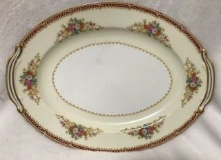 Noritake Rose China Oval Serving Platter Made In Occupied Japan C.  1947 - 1953