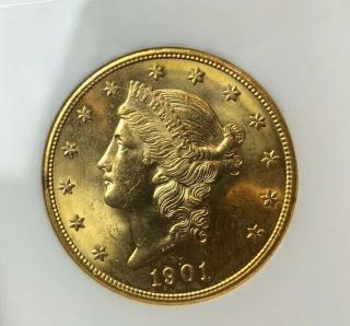 1901 - S $20 Gold Double Eagle.  Pcgs Ms63.  Gorgeous Lemon Gold Color.