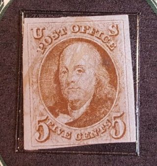 Americas First Us Postage Stamp 1847 Ben Franklin 5 Cent W