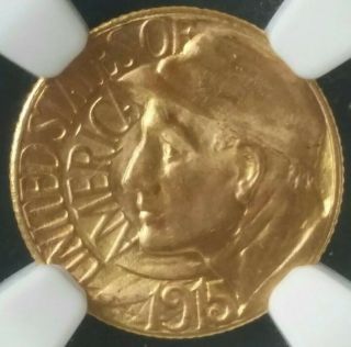 1915 S $1 Panama - Pacific Commemorative Gold Dollar Ngc Ms66