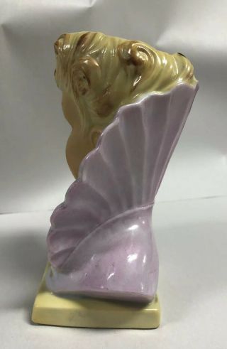 Vintage unmarked Porcelain Lady HEAD VASE with Upstanding Pink Fringed Collar 2