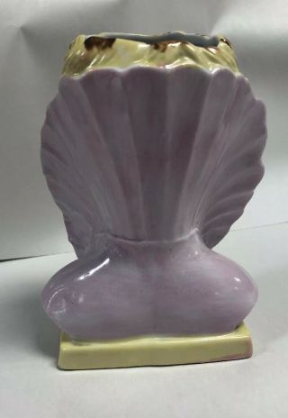 Vintage unmarked Porcelain Lady HEAD VASE with Upstanding Pink Fringed Collar 3