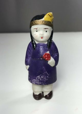 Vintage Bisque Porcelain Frozen Charlotte Doll Native American Girl Japan