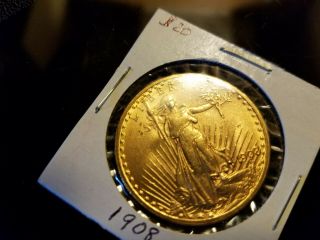 1908 No Motto $20 St.  Gaudens Double Eagle Gold Coin