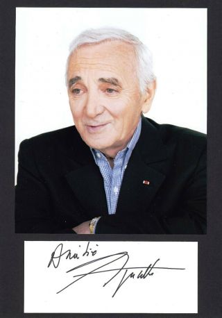 Charles Aznavour Music Legend Very Rare In Person Signed W/proof