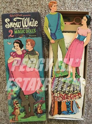 1967 Whitman & Walt Disney " Snow White And The Prince " 2 Paper Dolls Iob