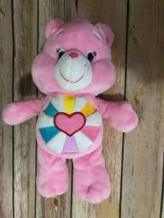 Care Bear Pink Hopeful Heart Plush Bear Stuffed Animal Just Play Bean Tush 9 "