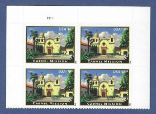 4650 - $18.  95 Carmel Mission - Express Mail Plate Block - Vf Nh