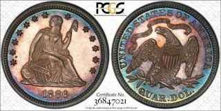 1886 25c Seated Liberty Quarter Pcgs Pr 64 Proof Toned Attractive Key Date