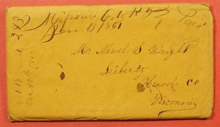 1860 Stampless Missouri City Ks Manuscript Kansas Territory,  Letters