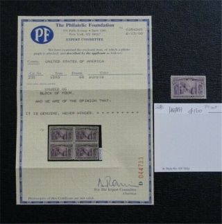 Nystamps Us Stamp 235 Og Nh $160 Pf Cert