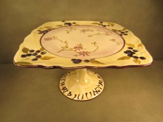 Tracy Porter Hand Painted Grapes And Vines Cake Serving Plate Platter Pedestal