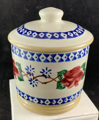Nicholas Mosse Pottery Made In Ireland Red Kilfane Roses Jar With Lid Sugar Bowl