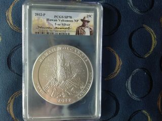 2012 - P Hawaii Volcanoes Np Atb 5 Oz.  Silver Pcgs Sp70 Key Coin Teddy Roosevelt