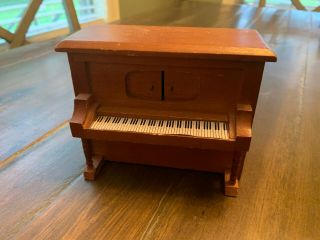 Dollhouse Miniature Piano Wind Up Music Box Antique Vintage Wood
