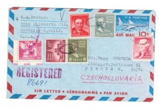 Prexie Liberty Registered Air Letter Aerogramme 1959 To Czechoslovakia 1039