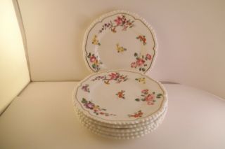 Vintage Royal Worcester Gadroon Flowers Set Of 8 Bread Plates