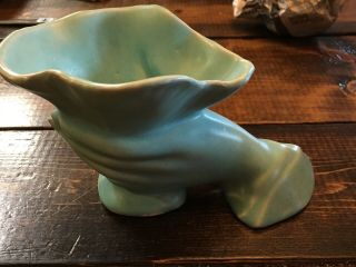 Rare Nelson Mccoy Pottery Aqua Hand Flower Vase -