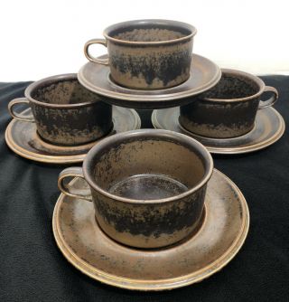 Vintage Arabia " Ruska " Cups & Saucers (set Of 4)