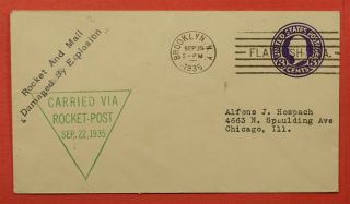 1935 Rocket Mail Flown Cover Ez 6c1a Ex Al Barnes