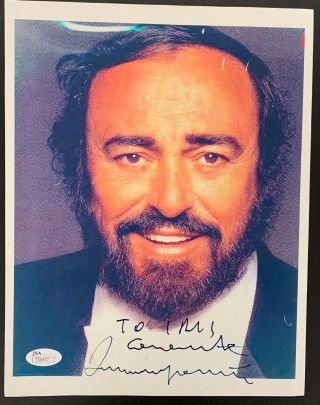 Luciano Pavarotti Signed Photo Jsa 9x11 Autographed To Iris Three Tenors