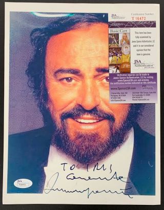 Luciano Pavarotti Signed Photo JSA 9x11 Autographed To Iris Three Tenors 2