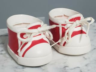 Vintage 1980s Cabbage Patch Kid Doll Shoe Sneaker High Top Set Red White