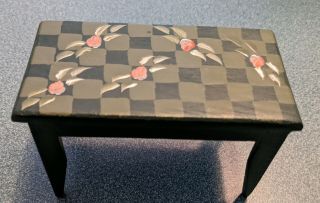 Cute Dollhouse Miniature Wooden Painted Checkered Table