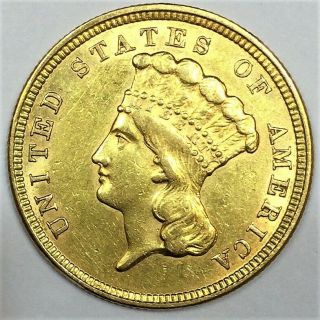 1854 $3 Three Dollar Gold Indian Princess Coin Rare Date