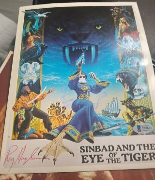 Ray Harryhausen Sinbad And The Eye Of The Tiger Signed Autograph 8x10 Bas