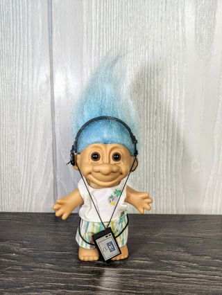 Vintage Troll Doll W/ Vacation Walkman Russ Berrie 18366