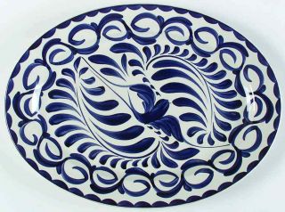 Anfora (mexico) Puebla Blue 15 " Oval Serving Platter 5463084