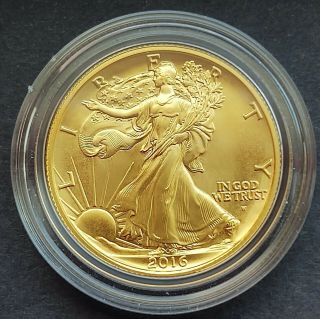 2016 W Walking Liberty Centennial Half Dollar 24 Krt Gold Coin In Ogp Box &