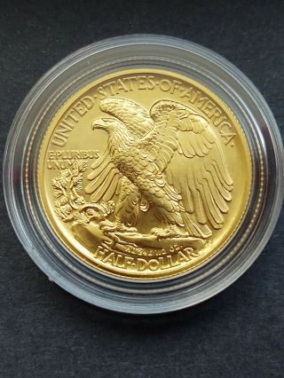 2016 W Walking Liberty Centennial Half Dollar 24 krt Gold Coin in OGP Box & 2