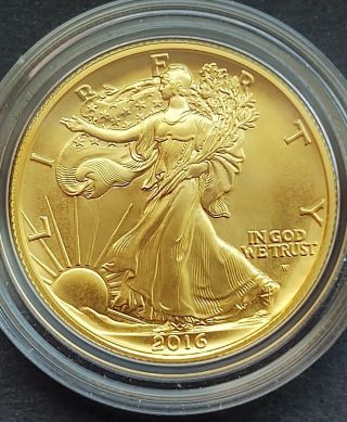 2016 W Walking Liberty Centennial Half Dollar 24 krt Gold Coin in OGP Box & 3