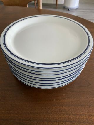 SET of 4 Dansk Bistro Christianshavn Blue Rimmed DINNER Plates 2