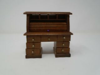 Vintage Roll Top Desk Dollhouse Miniature 1:12
