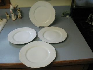 Haviland Limoges 4 Ranson White Plates Luncheon Dinner,  Early Green Mark,  8 5/8 "