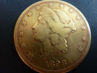 1898 - S $20 Liberty Gold Double Eagle Coin 1 Oz Gold