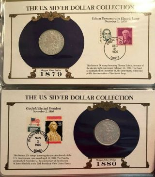 Complete 35 Morgan,  Peace Silver Dollar/Stamp Set US Postal Society - Best on Ebay 3