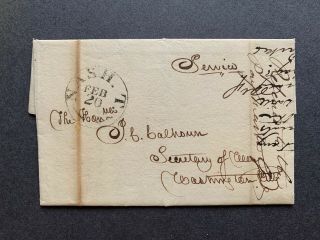 1822 Tn Military Stampless Letter Signed General Parker John C Calhoun Sec War