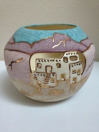 Gina Arrighetti 22k Gold - Southwestern Artist Pottery