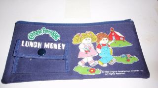 Vintage 1983 Cabbage Patch Kids Blue Cloth Pencil Pouch With Lunch Money Pocket
