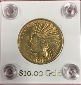 1911 Gold Us $10 Indian Head Eagle.  Au Coin.  Cased